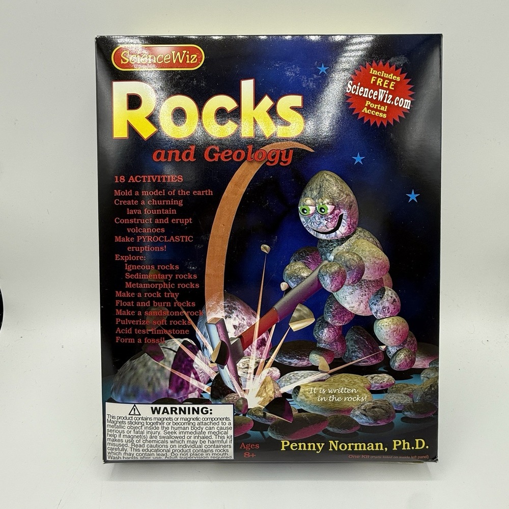 ScienceWiz Rocks & Geology Book & Kit 18 Activities Identify Break Display Rocks